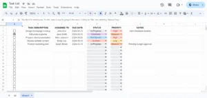 task list template google sheets