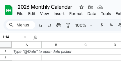 How to Create a 2026 Monthly Calendar in Google Sheets (Step-by-Step Guide) image 2