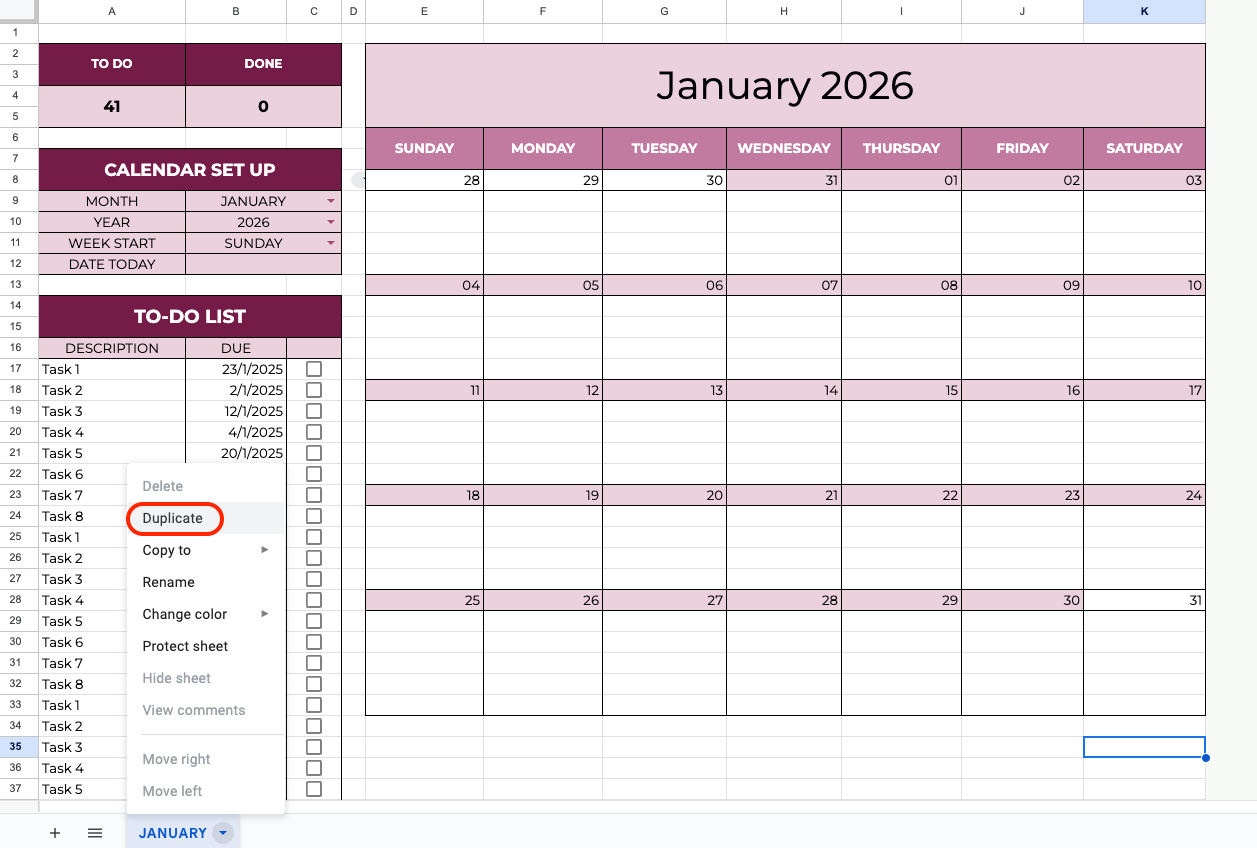 How to Create a 2026 Monthly Calendar in Google Sheets (Step-by-Step Guide) image 11