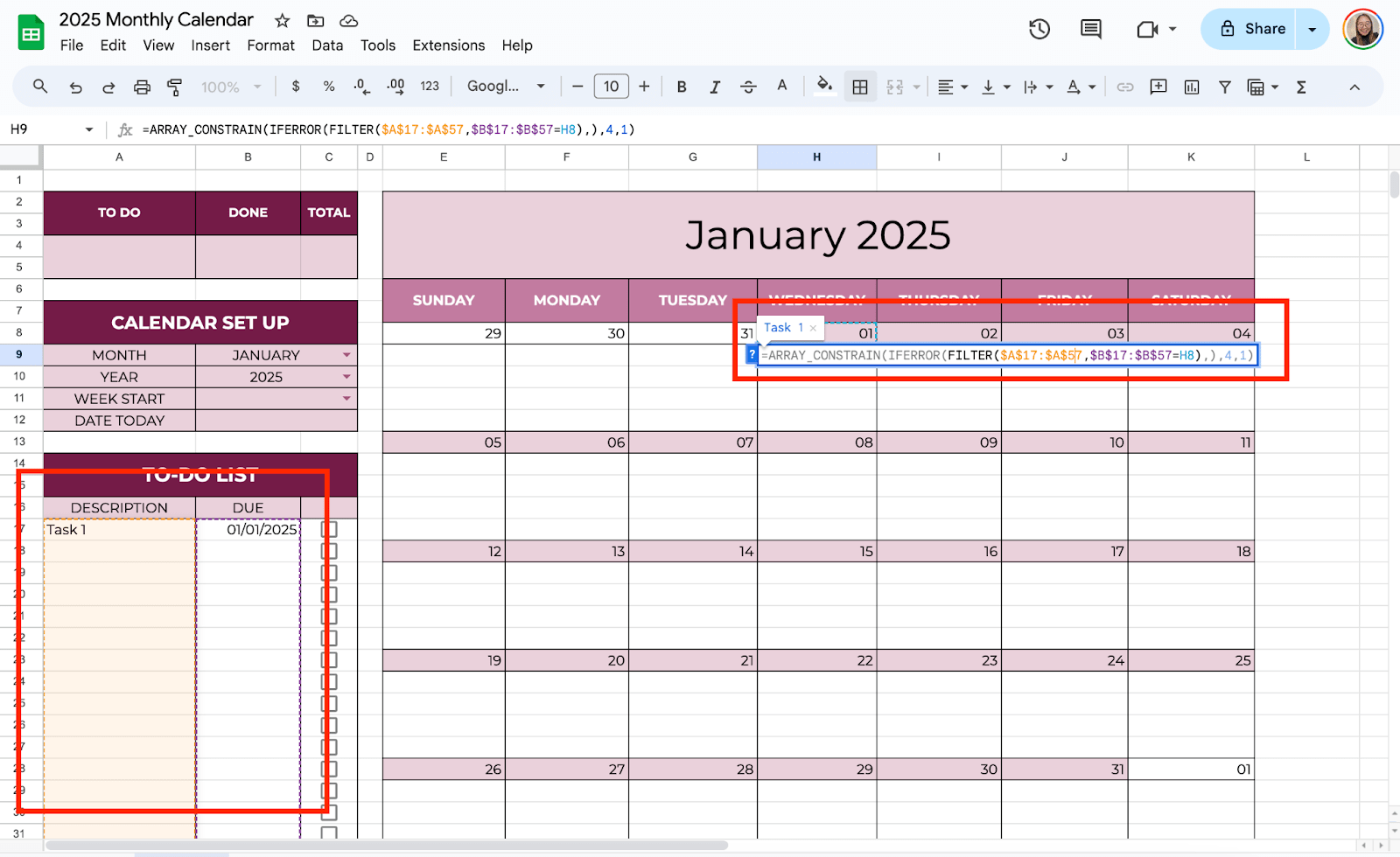 How to Create a 2026 Monthly Calendar in Google Sheets (Step-by-Step Guide) image 9